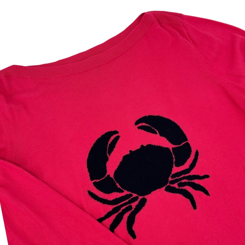 Talbots Woman Pink Crab Intarsia Boat Neck Sweater Plus Size 3X Nautical Knit
